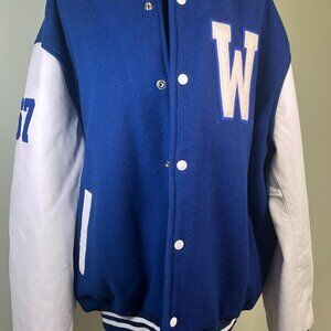 Vintage Retro Style Letterman Wool-Leather Jacket Stewart & Strauss Varsity